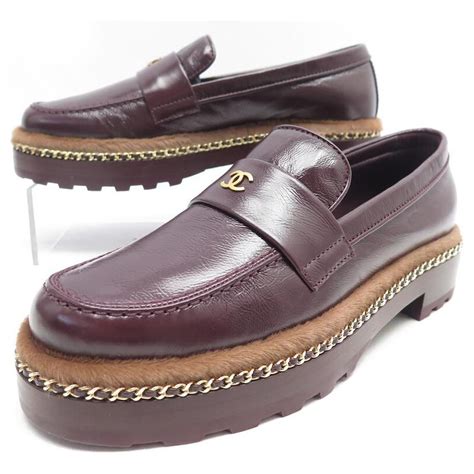 chanel burgundy loafers|Chanel loafers.